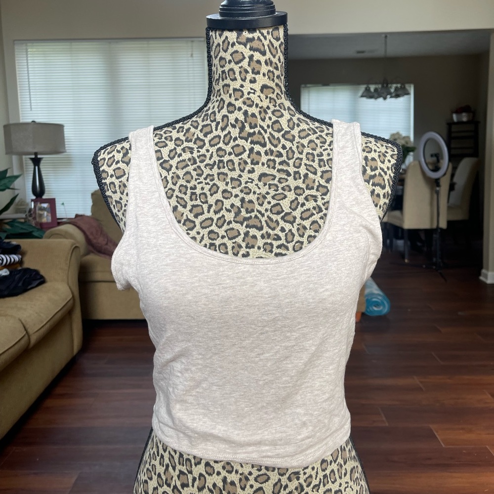Cream/Tan Crop Top Tee